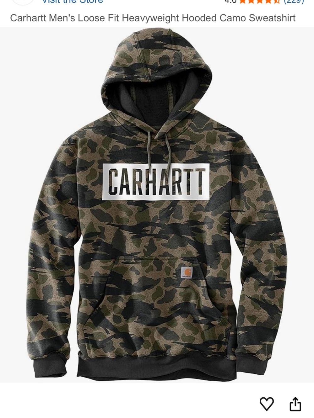 Carhartt Brown and Green Camo Sherpa-Lined Hoodie